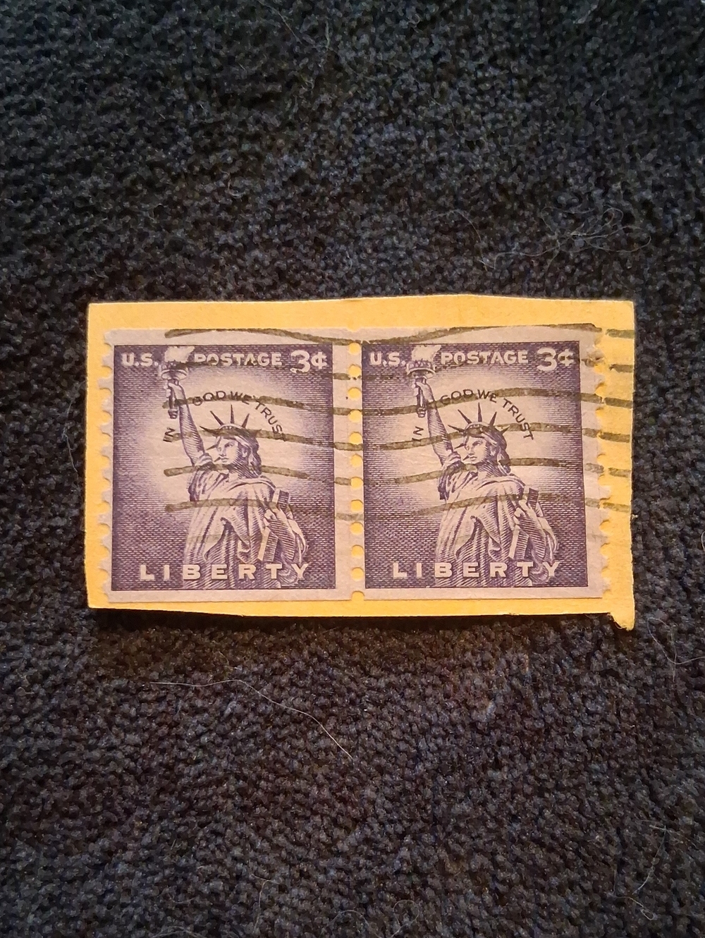 Vintage U.S. Liberty 3¢ Stamp Pair - Purple